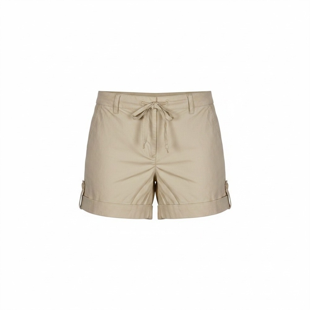 Sandro Khaki Cotton Cuffed Shorts 8 Tan Drawstring Utility Safari Casual